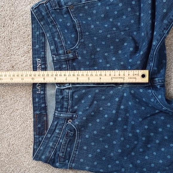 Lands' End Womens Mid Rise Slim Jean Sz 2 Blue Polka Dot Denim Fun Maximalist - Picture 7 of 9
